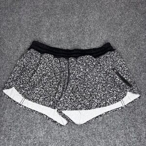 Lululemon Black White Floral Running Workout‎ Shorts Size 12